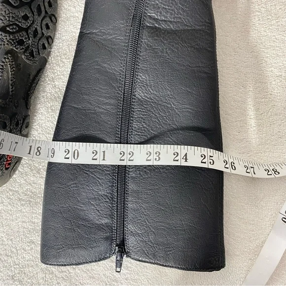 Rieker Black Faux Leather Sherpa Lined Mid Calf Knee High Boots 39 - Picture 13 of 14